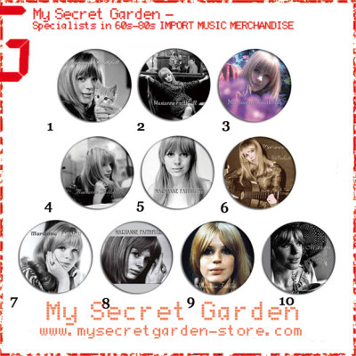 Marianne Faithfull - Portrait Pinback Button Badge Set 1a or 1b( or Hair Ties / 4.4 cm Badge / Magnet / Keychain Set )